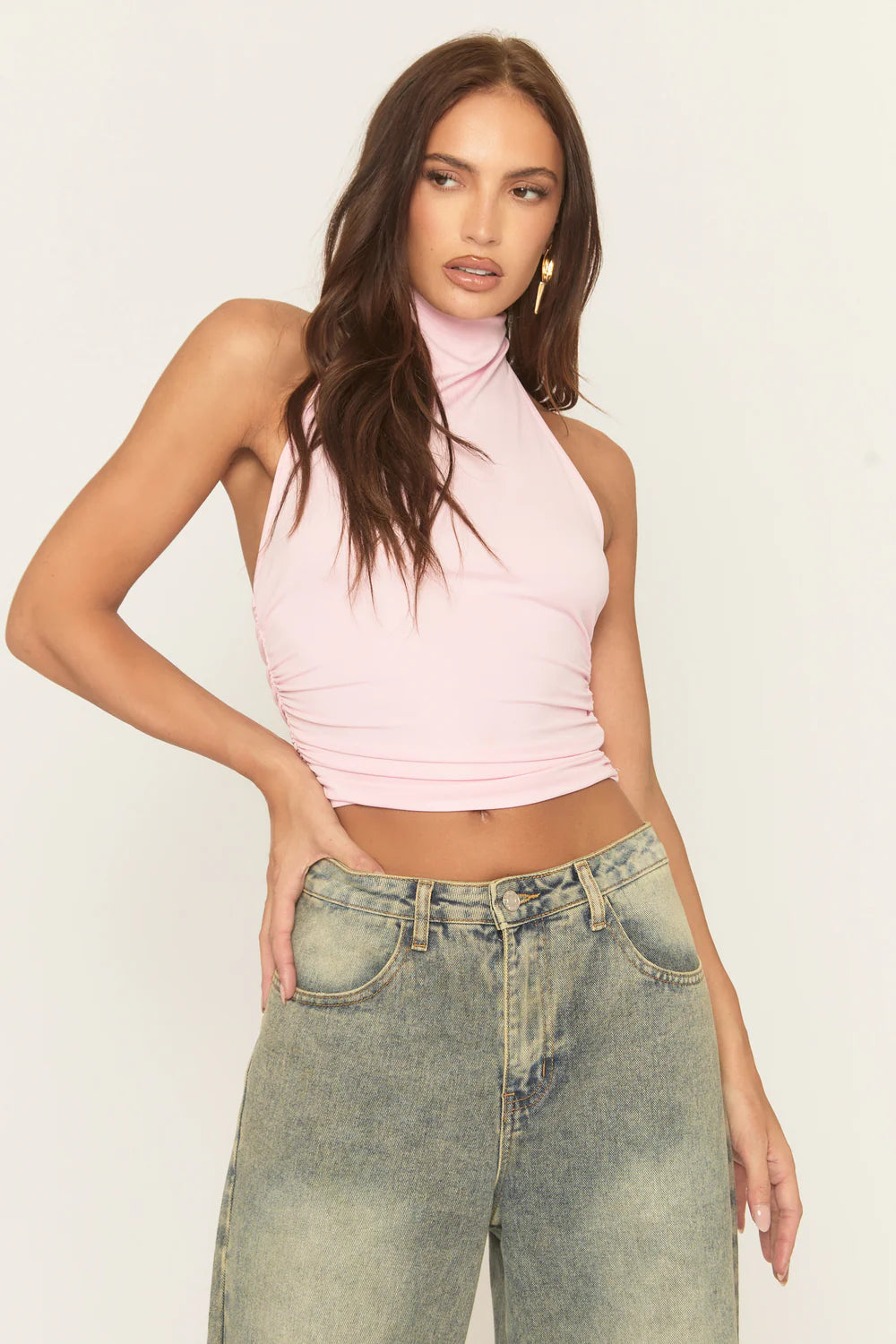 Butter Halter Cowl Neck Top - Nice