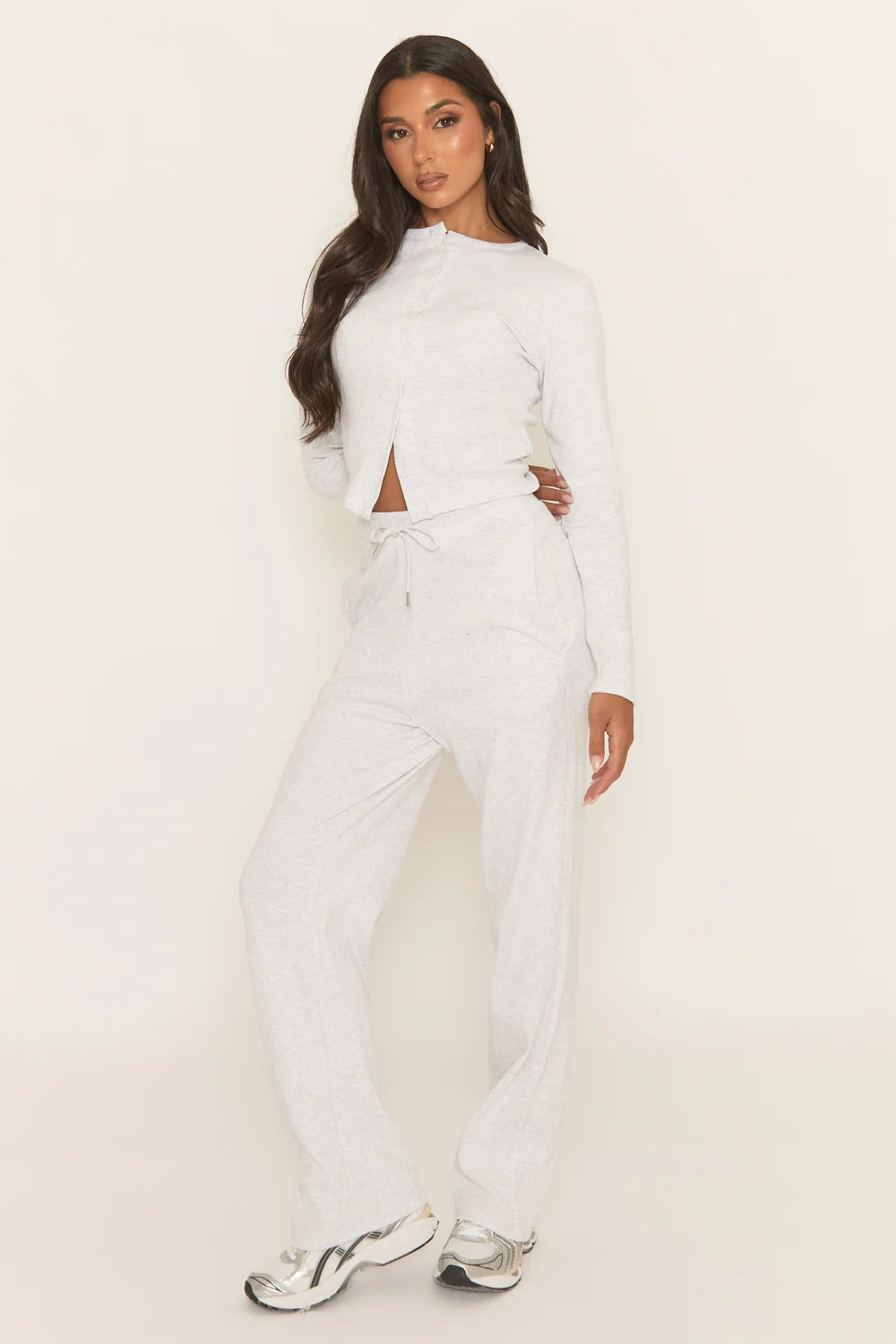 Button Front Long Sleeve Top and Trouser Co-Ord Set - Izzabelle