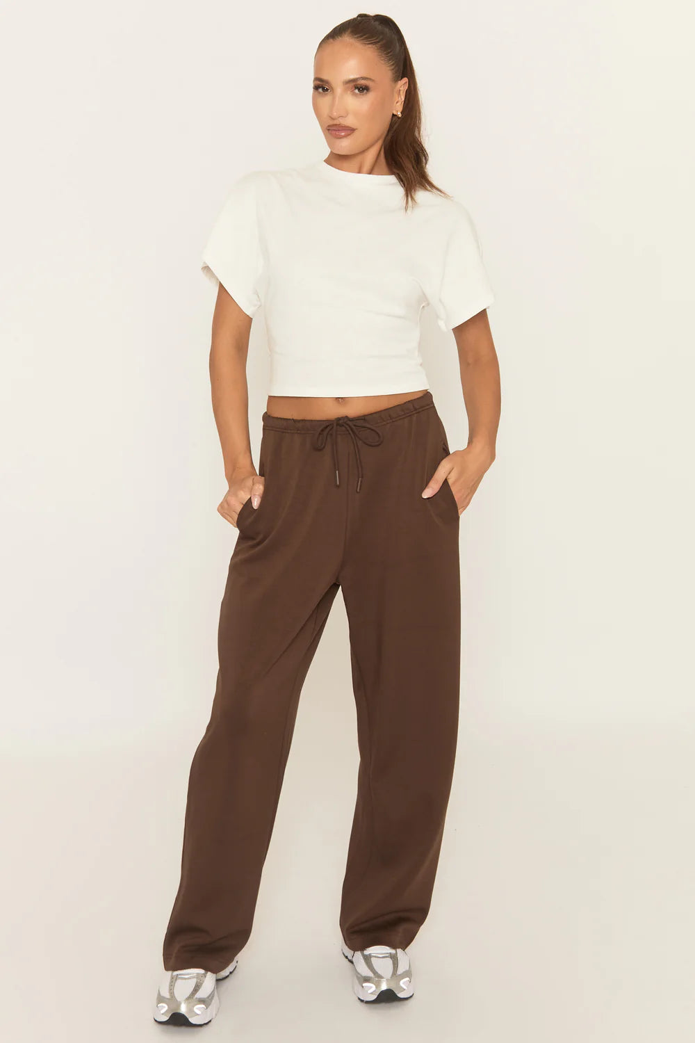 Thin Drawstring Waistband Wide Leg Trousers - Jamilya