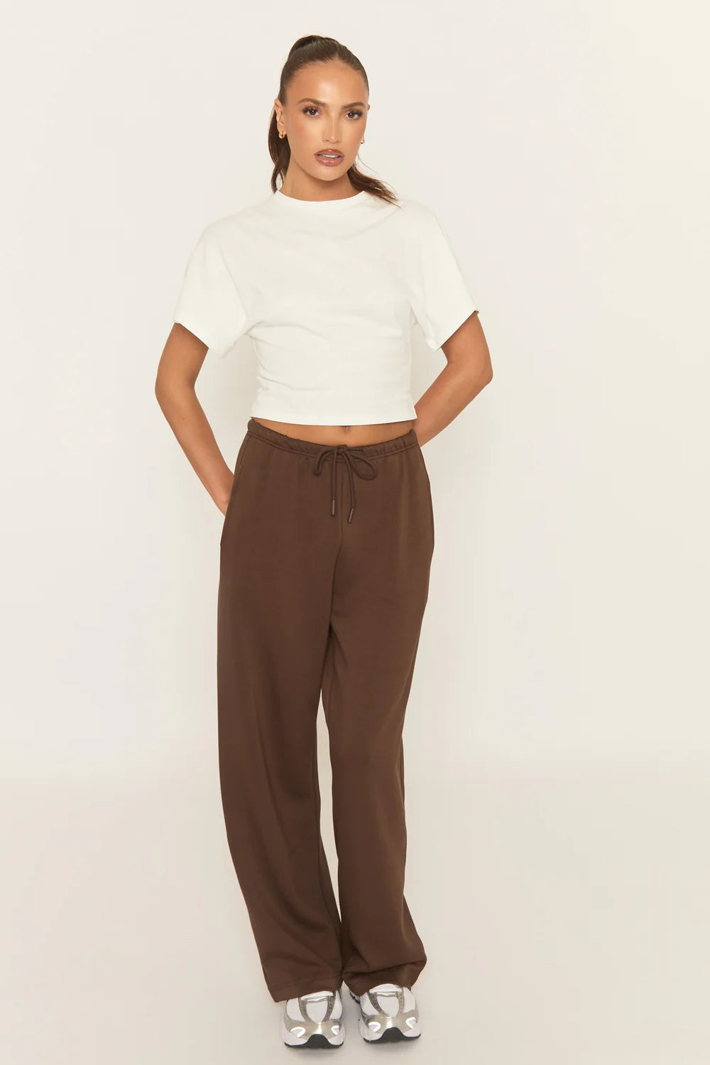 Thin Drawstring Waistband Wide Leg Trousers - Jamilya
