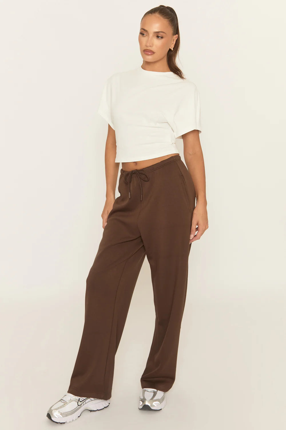 Thin Drawstring Waistband Wide Leg Trousers - Jamilya