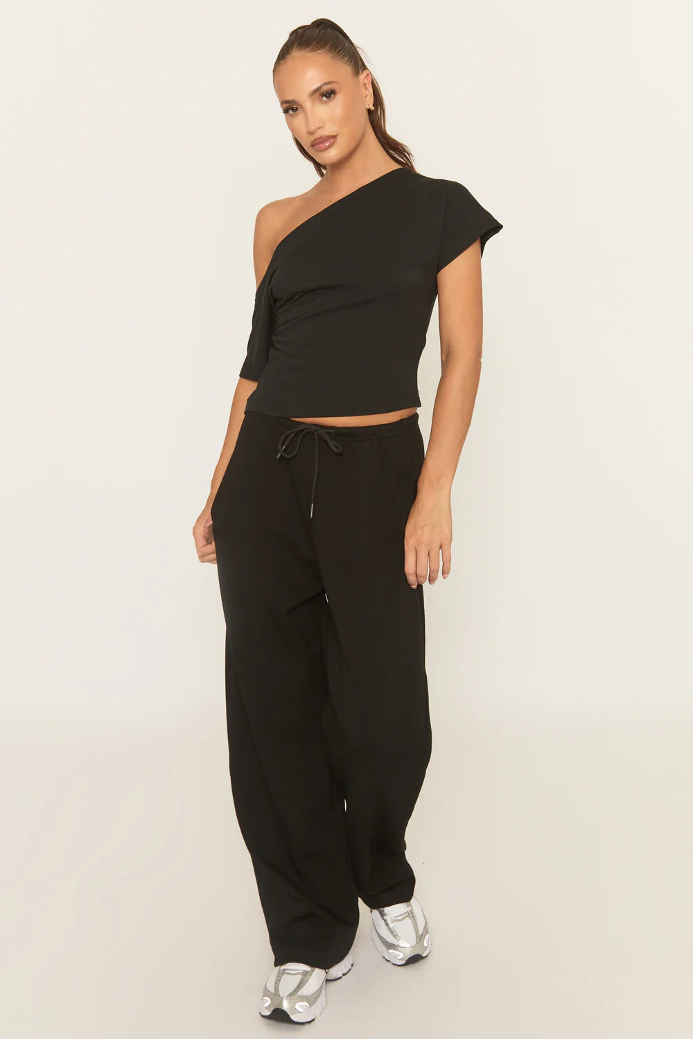 Thin Drawstring Waistband Wide Leg Trousers - Jamilya