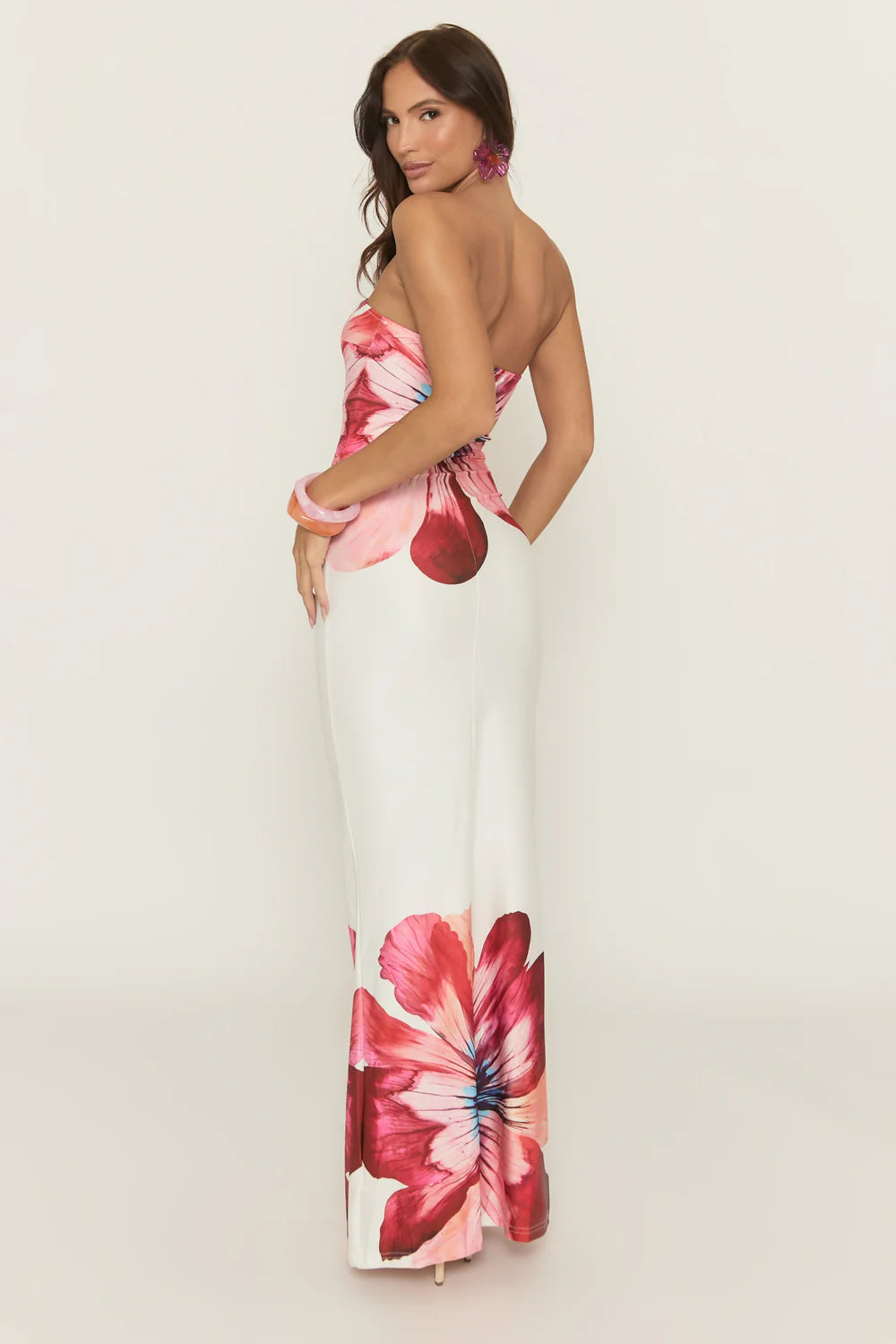 White Floral Bandeau Maxi Dress - Tenita