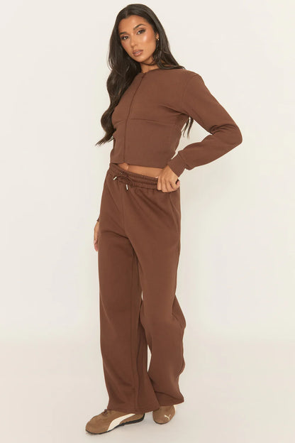 Chocolate Zip Through Loungewear Set - Laurye