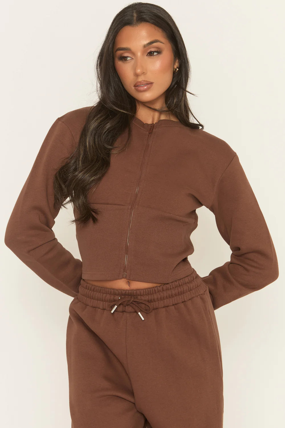 Chocolate Zip Through Loungewear Set - Laurye