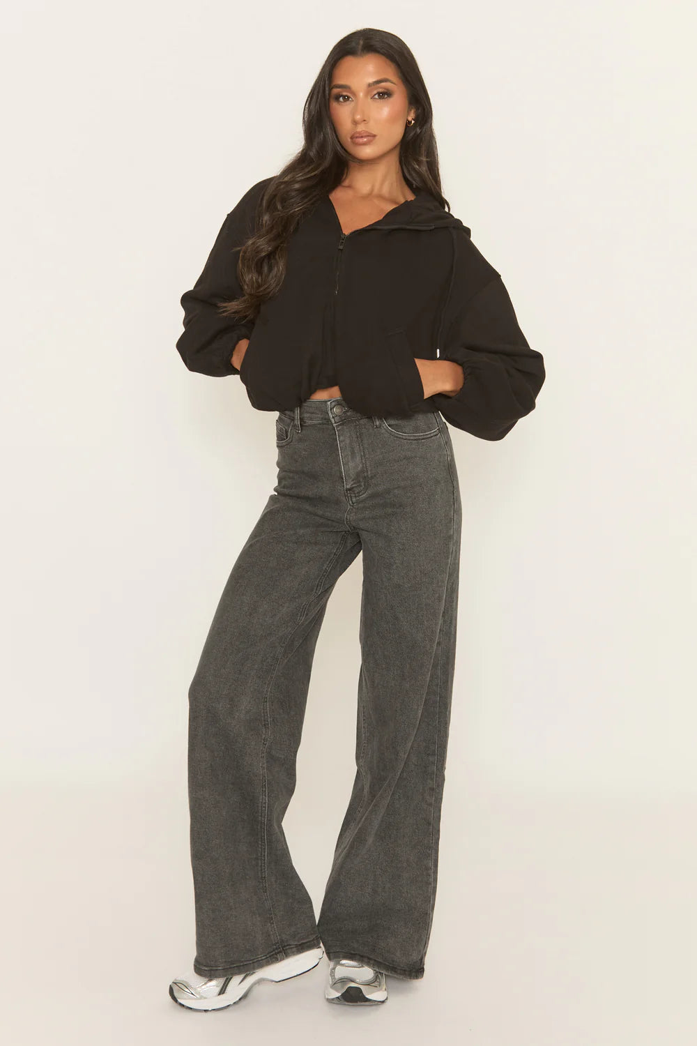 Grey Extreme Wide Leg Jeans - Moragh