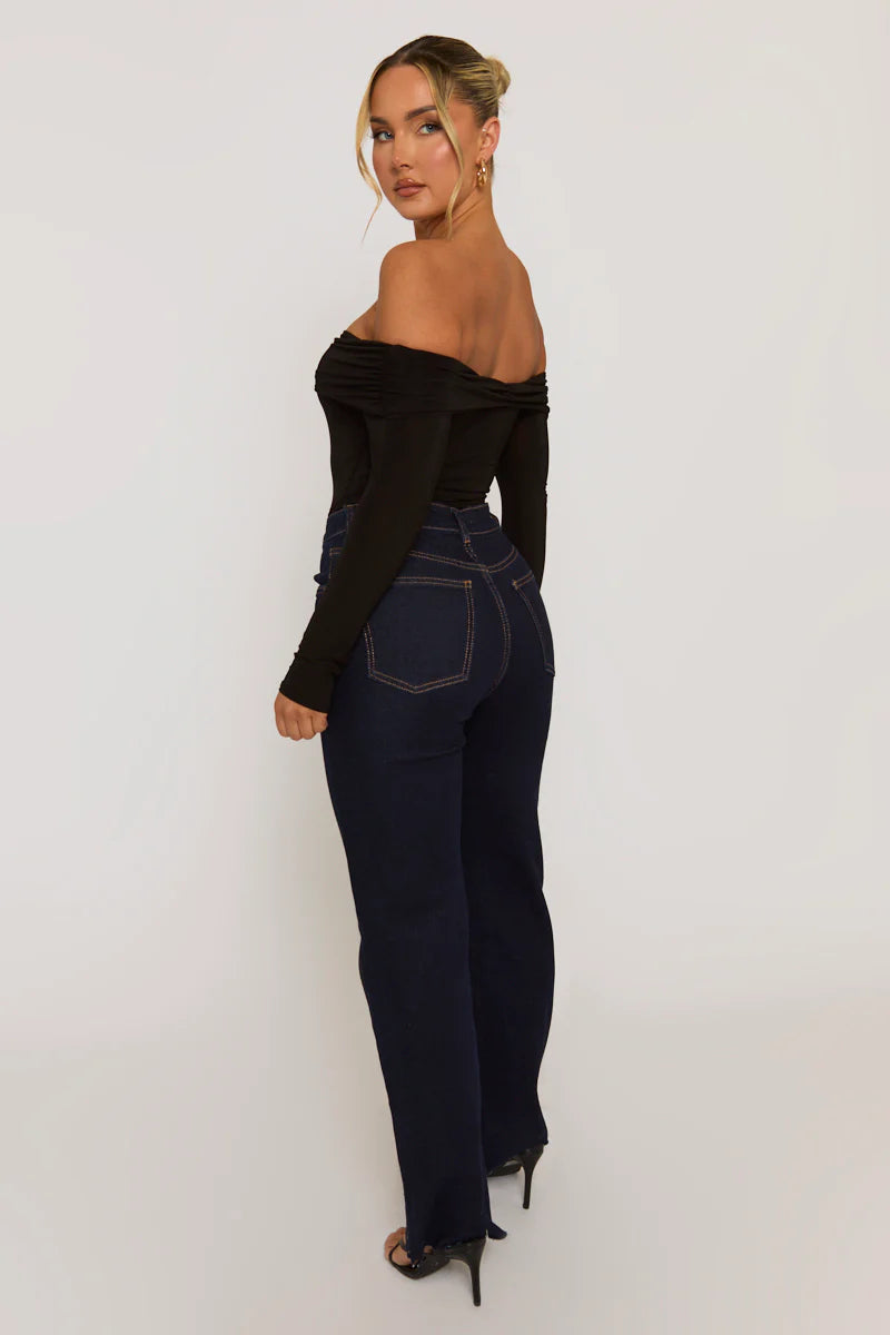 Black Twist Bardot Bodysuit - Luiza